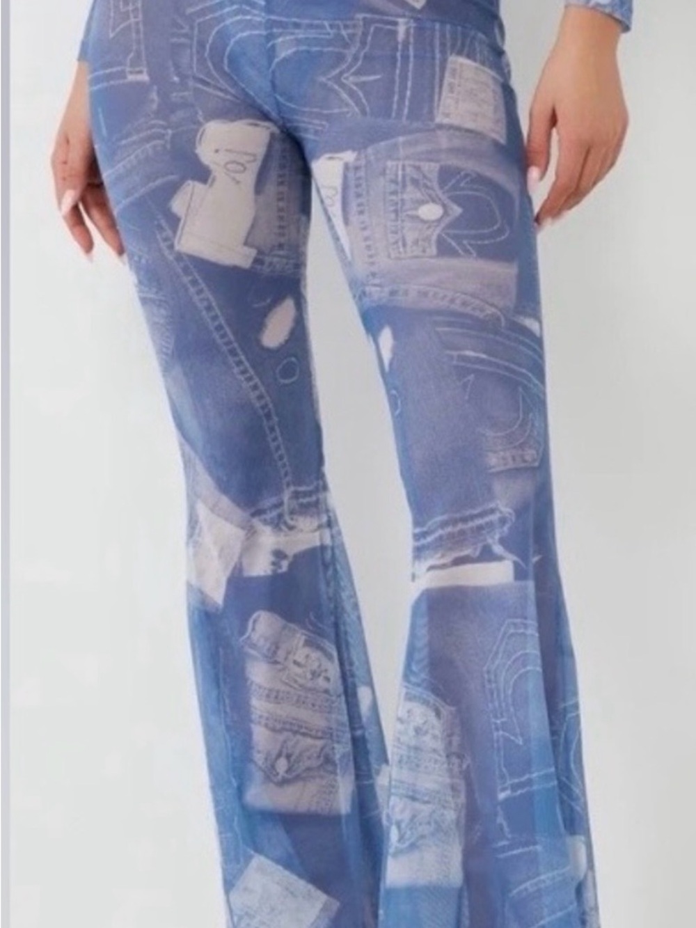 True Religion sheer denim print flare pants - Picture 4 of 4